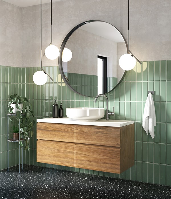 Designer bathroom with feature mirror